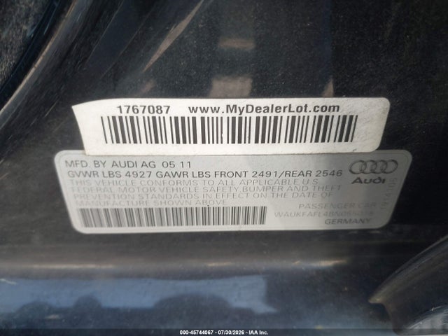 Aukcja sprzedaży 2011 Audi A4 2.0t Premium, vin: WAUKFAFL4BN055018, numer aukcji: 45744067