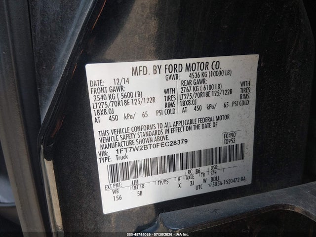 Ford F-250 Lariat 2015 1FT7W2BT0FEC28379 Image 9