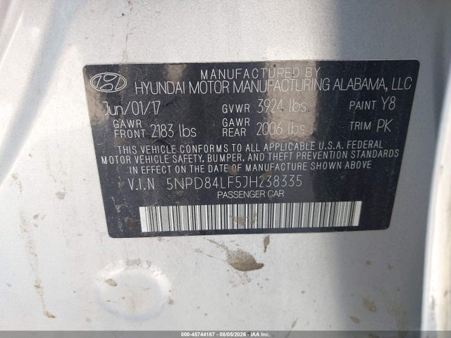 Продаж на аукціоні авто 2018 Hyundai Elantra Sel, vin: 5NPD84LF5JH238335, номер лоту: 45744187