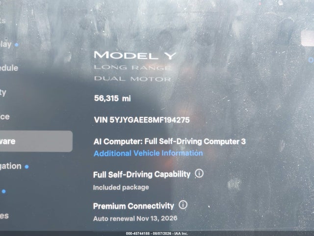 Продаж на аукціоні авто 2021 Tesla Model Y Long Range Dual Motor All-wheel Drive, vin: 5YJYGAEE8MF194275, номер лоту: 45744188