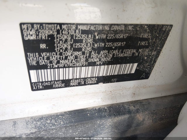 Продаж на аукціоні авто 2024 Toyota Rav4 Xle, vin: 2T3W1RFV7RC289791, номер лоту: 45744213