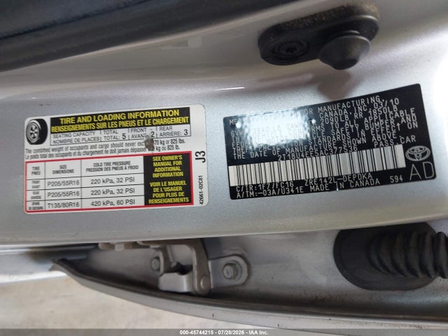 45744215 :رقم المزاد ، 2T1BU4EE5AC377536 vin ، 2010 Toyota Corolla Le مزاد بيع