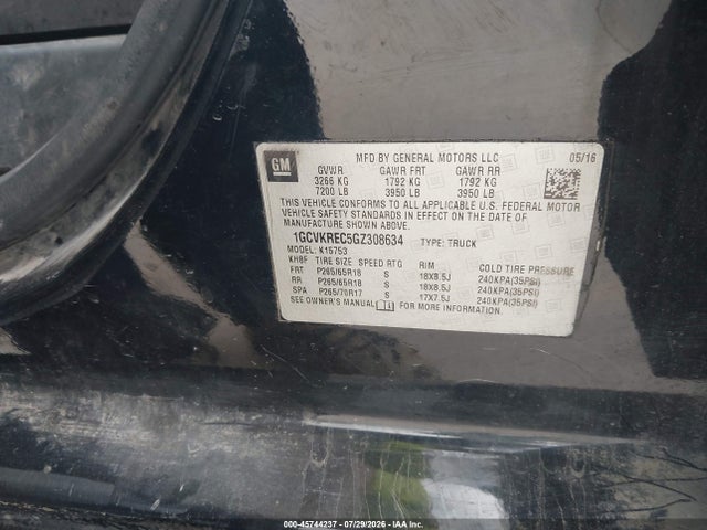 1GCVKREC5GZ308634 Chevrolet Silverado 1500 Lt
