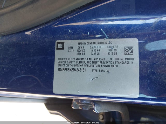 45744244 :رقم المزاد ، 1G4PP5SK2D4246161 vin ، 2013 Buick Verano مزاد بيع
