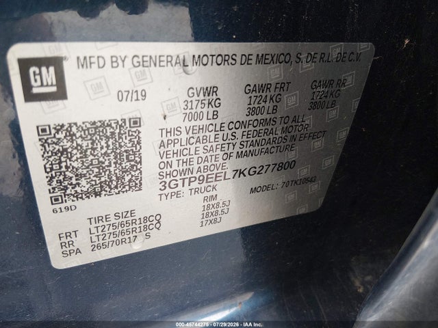 GMC Sierra 1500 At4 2019 3GTP9EEL7KG277800 Image 9