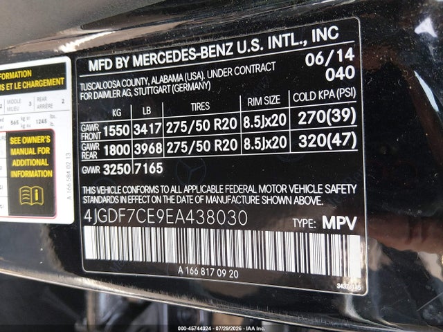 Продажа на аукционе авто 2014 Mercedes-benz Gl 450 4matic, vin: 4JGDF7CE9EA438030, номер лота: 45744324