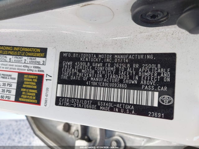Продаж на аукціоні авто 2014 Toyota Avalon Xle, vin: 4T1BK1EB9EU093860, номер лоту: 45744353