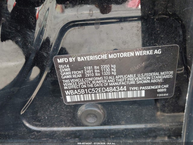 BMW 535i 2014 WBA5B1C52ED484344 Image 9
