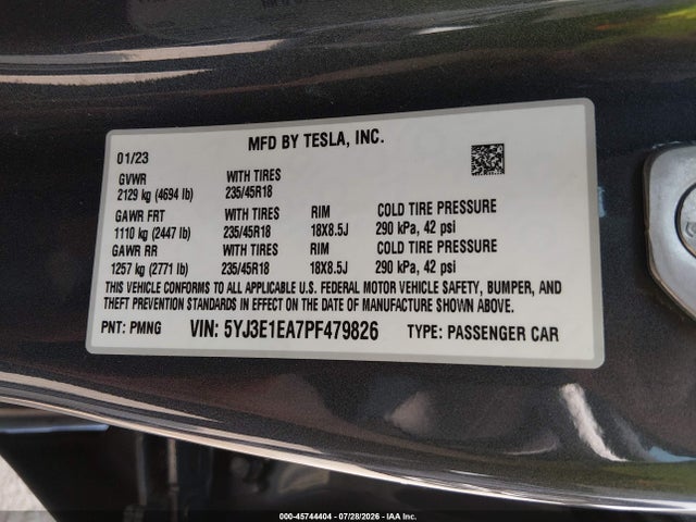 Tesla Model 3 Rear-wheel Drive 2023 5YJ3E1EA7PF479826 Image 8