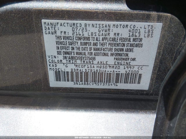 Nissan SENTRA SV 2025 3N1AB8CV9SY375496 Image 9
