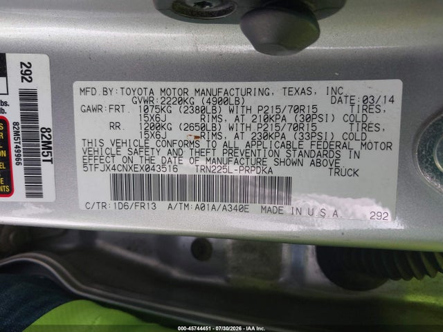 Toyota Tacoma 2014 5TFJX4CNXEX043516 Image 9