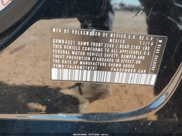 3VWD17AJ9GM278267 Volkswagen Jetta 1.8t Sport