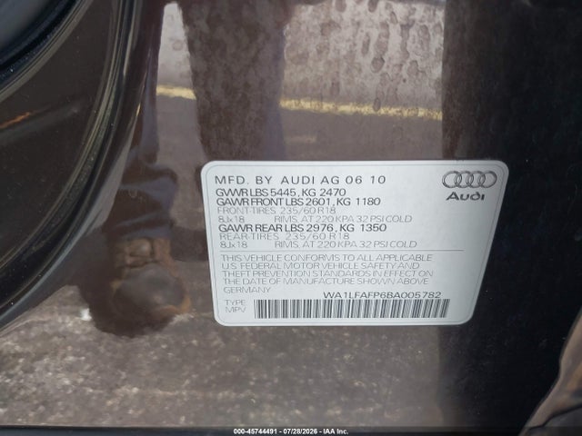 Продажа на аукционе авто 2011 Audi Q5 2.0t Premium, vin: WA1LFAFP6BA005782, номер лота: 45744491