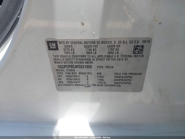 Aukcja sprzedaży 2015 Chevrolet Silverado 1500 Ls, vin: 3GCPCPEC4FG521809, numer aukcji: 45744497