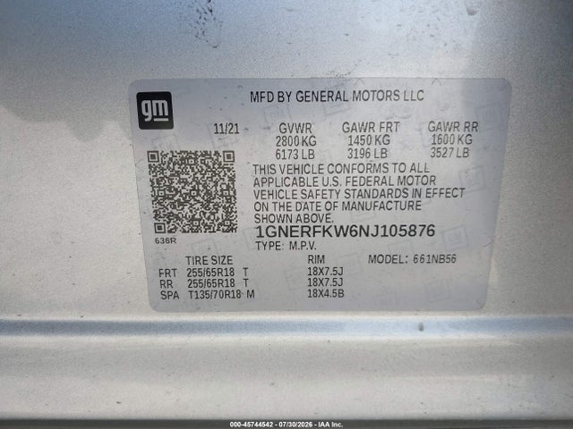 Aukcja sprzedaży 2022 Chevrolet Traverse Fwd Ls, vin: 1GNERFKW6NJ105876, numer aukcji: 45744542