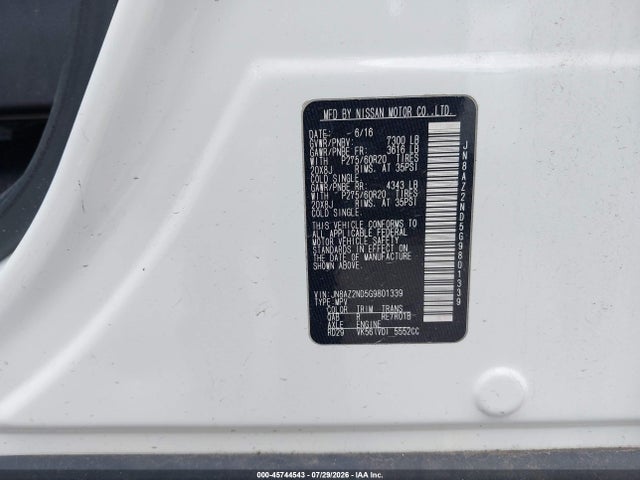 Продажа на аукционе авто 2016 Infiniti Qx80, vin: JN8AZ2ND5G9801339, номер лота: 45744543