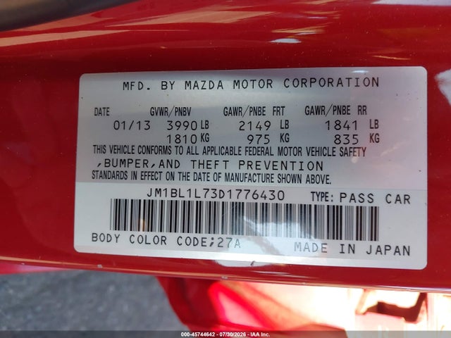 Продаж на аукціоні авто 2013 Mazda Mazda3 I Touring, vin: JM1BL1L73D1776430, номер лоту: 45744642