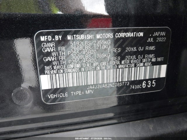 Aukcja sprzedaży 2022 Mitsubishi Outlander Sel 2.5 2wd/sel Special Edition 2wd, vin: JA4J3VA82NZ085773, numer aukcji: 45744667