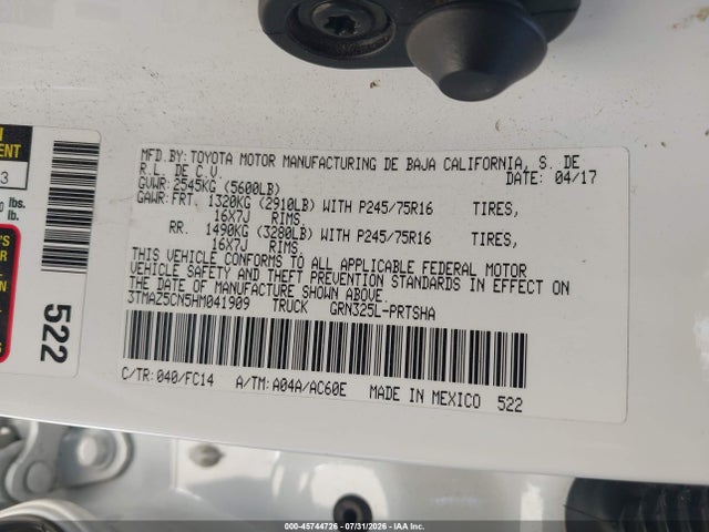 3TMAZ5CN5HM041909 Toyota Tacoma Sr5 V6