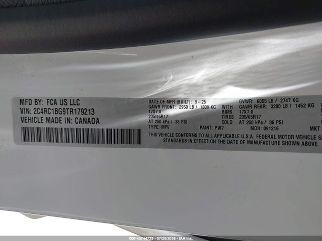 2026 Chrysler Pacifica Select მანქანა იყიდება აუქციონზე, vin: 2C4RC1BG9TR179213, აუქციონის ნომერი: 45744729