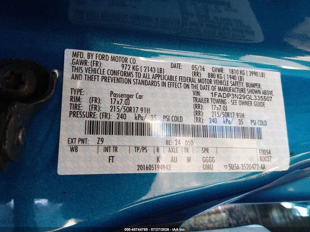 Ford Focus Titanium 2016 1FADP3N29GL335507 Image 9