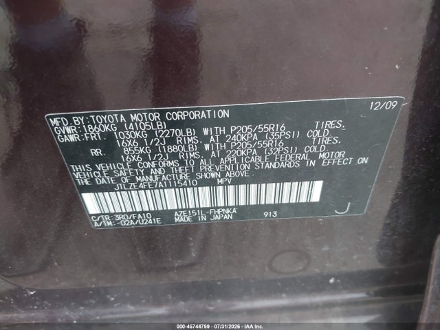 45744799 :رقم المزاد ، JTLZE4FE7A1115410 vin ، 2010 Scion Xb مزاد بيع