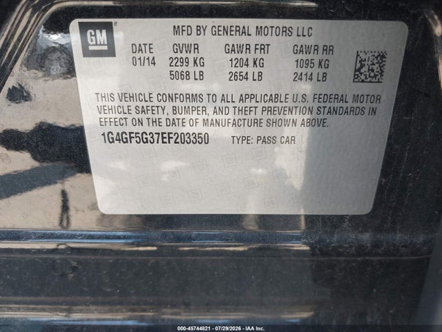Продажа на аукционе авто 2014 Buick Lacrosse Premium Ii Group, vin: 1G4GF5G37EF203350, номер лота: 45744821