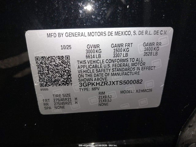 45744893 :رقم المزاد ، 3GPKHZRJXTS500082 vin ، 2026 Honda Prologue Elite مزاد بيع
