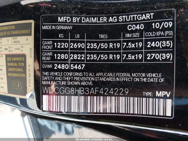 Aukcja sprzedaży 2010 Mercedes-benz Glk 350 4matic, vin: WDCGG8HB3AF424229, numer aukcji: 45744930
