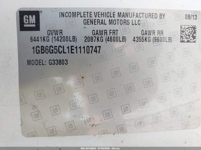 Продаж на аукціоні авто 2014 Chevrolet Express Cutaway 4500 Diesel, vin: 1GB6G5CL1E1110747, номер лоту: 45744938