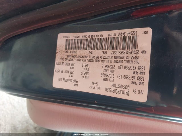 Aukcja sprzedaży 2005 Chrysler Town & Country Touring, vin: 2C4GP54L95R315517, numer aukcji: 45744986