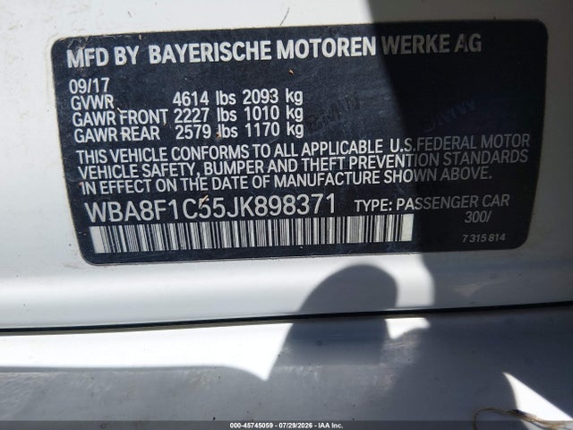 BMW 328d Xdrive 2018 WBA8F1C55JK898371 Image 9