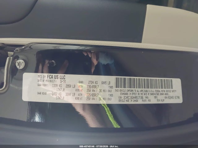 Aukcja sprzedaży 2017 Chrysler Pacifica Touring-l, vin: 2C4RC1BG4HR517186, numer aukcji: 45745146