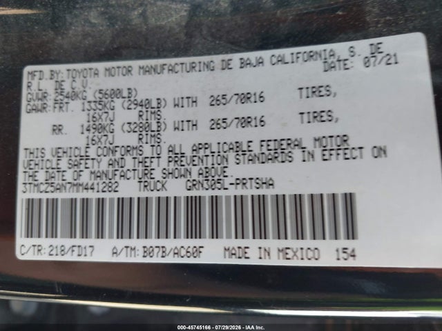 3TMCZ5AN7MM441282 Toyota Tacoma Trd Off-road