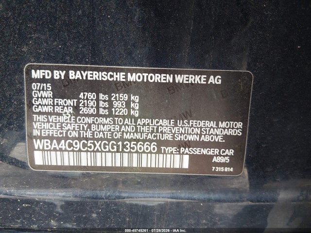 Auction sale of the 2016 Bmw 428i Gran Coupe Xdrive, vin: WBA4C9C5XGG135666, lot number: 45745261