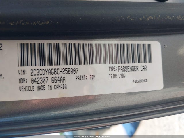 Aukcja sprzedaży 2012 Dodge Challenger Sxt, vin: 2C3CDYAG8CH258007, numer aukcji: 45745280