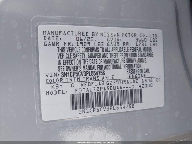 Nissan Kicks Sv Xtronic Cvt 2023 3N1CP5CV3PL554758 Image 9