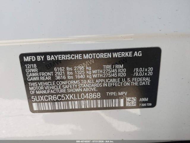 5UXCR6C5XKLL04868 BMW X5 Xdrive40i