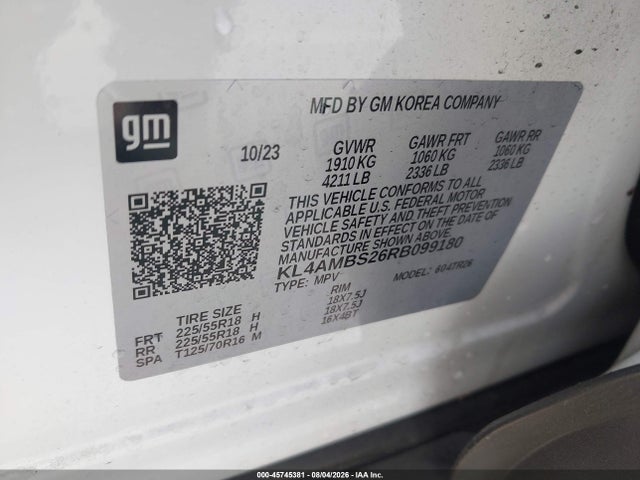 Продаж на аукціоні авто 2024 Buick Encore Gx Preferred Fwd, vin: KL4AMBS26RB099180, номер лоту: 45745381