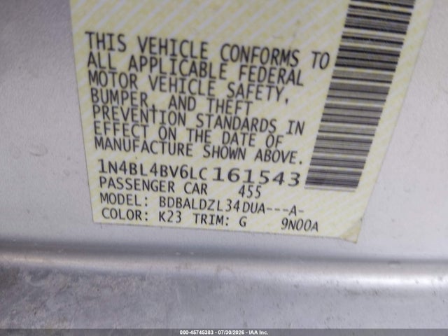 1N4BL4BV6LC161543 Nissan Altima S Fwd