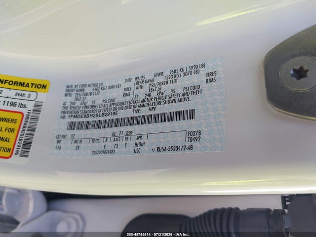 Продаж на аукціоні авто 2025 Ford Bronco Outer Banks, vin: 1FMDE8BH2SLB29195, номер лоту: 45745414