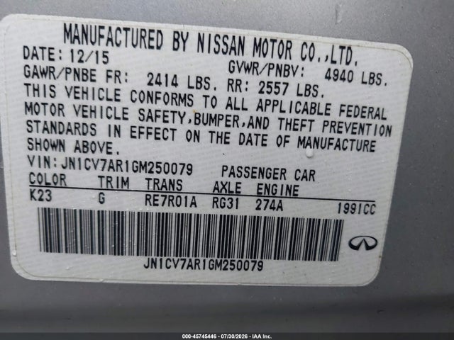 JN1CV7AR1GM250079 Infiniti Q50 2.0t Premium