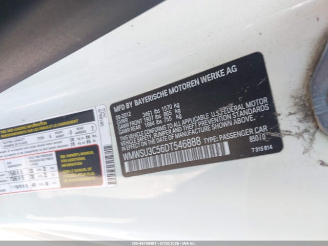 Продаж на аукціоні авто 2013 Mini Hardtop Cooper, vin: WMWSU3C56DT546888, номер лоту: 45745451