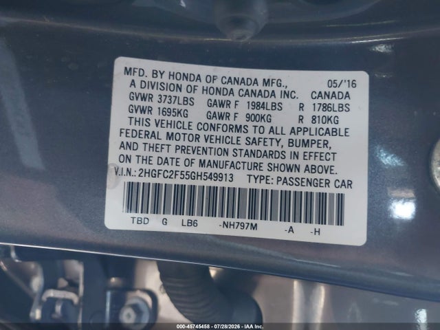 Honda Civic Lx 2016 2HGFC2F55GH549913 Image 9
