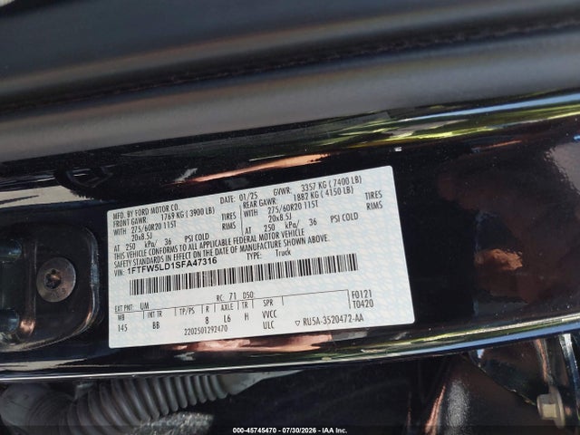 Ford F-150 Lariat 2025 1FTFW5LD1SFA47316 Image 9