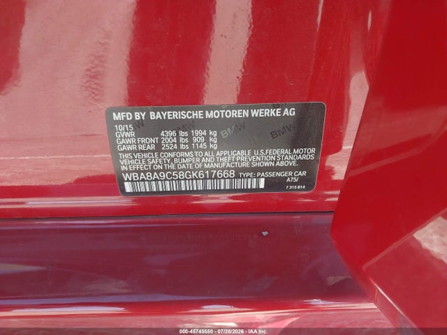 BMW 320i 2016 WBA8A9C58GK617668 Image 9