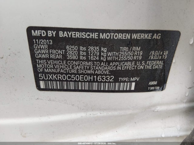 2014 Bmw X5 Xdrive35i მანქანა იყიდება აუქციონზე, vin: 5UXKR0C50E0H16332, აუქციონის ნომერი: 45745612