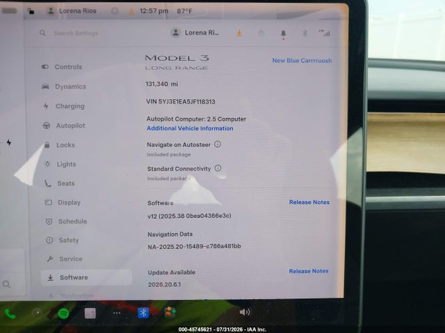 2018 Tesla Model 3 Long Range/mid Range მანქანა იყიდება აუქციონზე, vin: 5YJ3E1EA5JF118313, აუქციონის ნომერი: 45745621