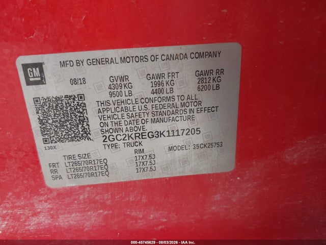 2GC2KREG3K1117205 Chevrolet Silverado 2500hd Wt