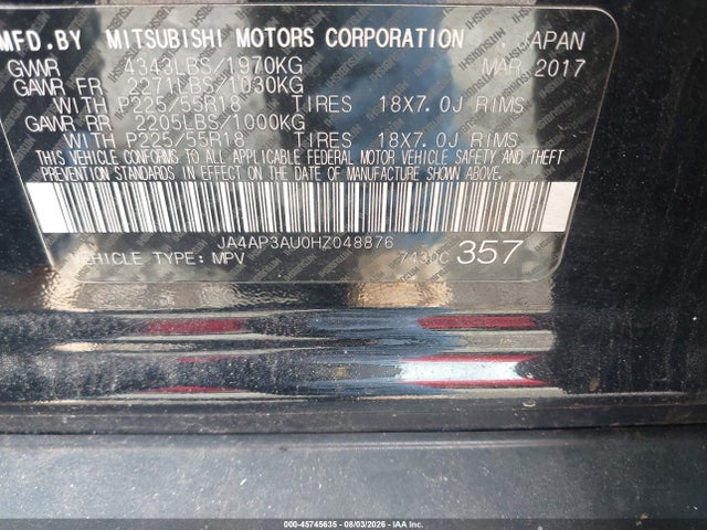 Aukcja sprzedaży 2017 Mitsubishi Outlander Sport 2.0 Es, vin: JA4AP3AU0HZ048876, numer aukcji: 45745635